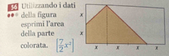 Utilizzando i dati 
della figura 
esprimi l’area 
della parte 
colorata. [ 7/2 x^2]