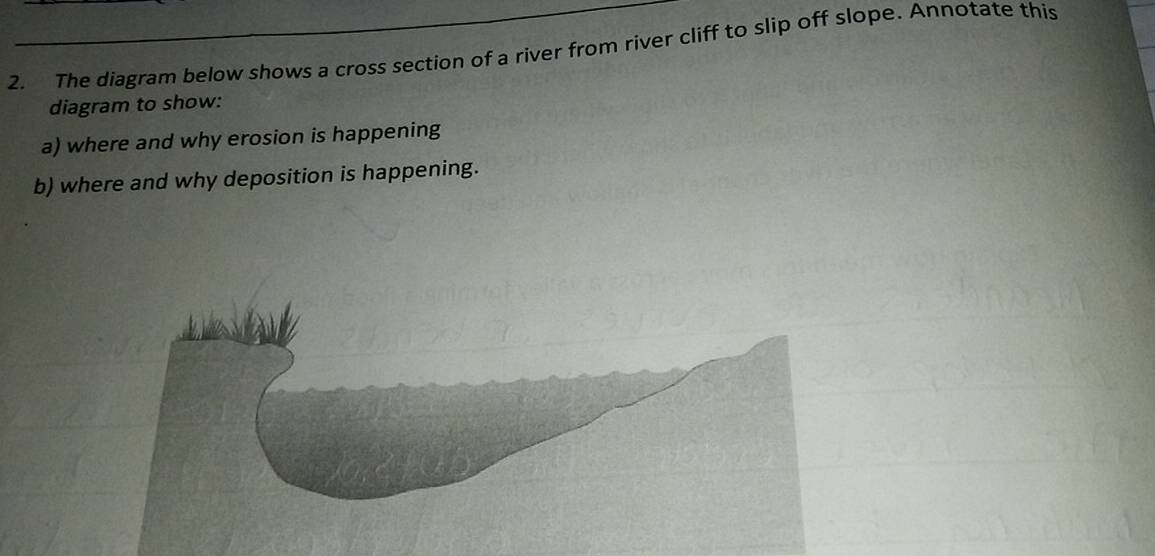 Solved: The diagram below shows a cross section of a river from river ...