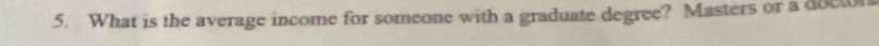 What is the average income for someone with a graduate degree? Masters or a doct