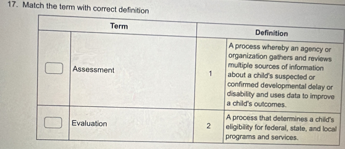 Match the term with correct defini