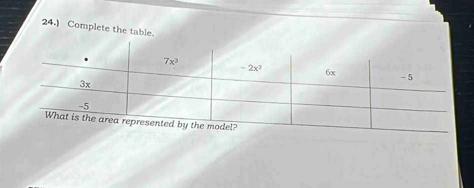 24.) Complete the table.