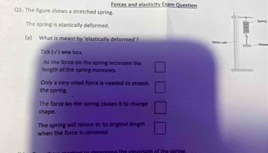 Solved: Forces and elasticity Exam Question Q1. The figure shows a ...