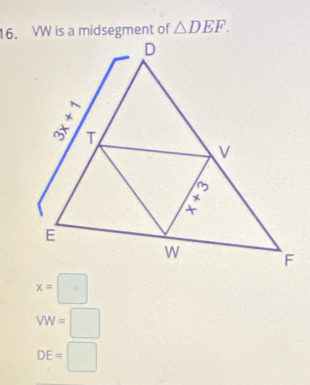 △ DEF.
x=□
VW=□
DE=□