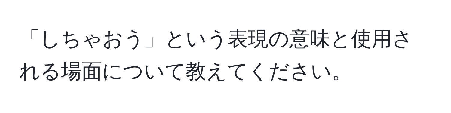 「しちゃおう」という表現の意味と使用される場面について教えてください。