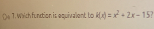 Which function is equivalent to k(x)=x^2+2x-15