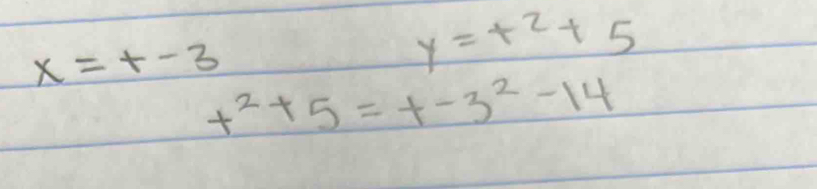 x=t-3
y=t^2+5
t^2+5=t-3^2-14