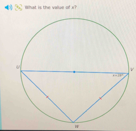 ) What is the value of x?
v
W