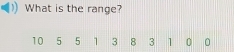 What is the range?
10 5 5 1 3 8 3 1 0 0