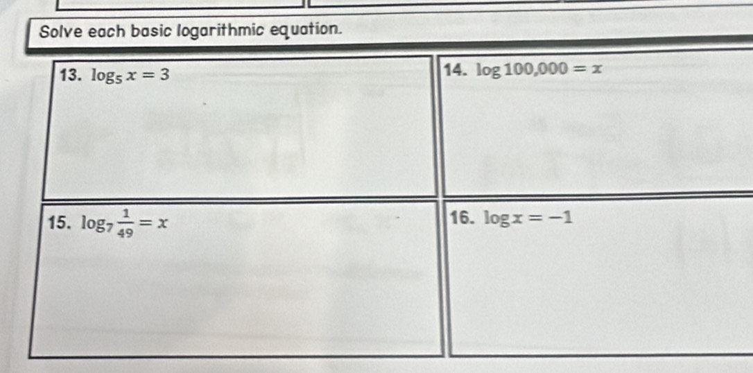 garithmic equation.