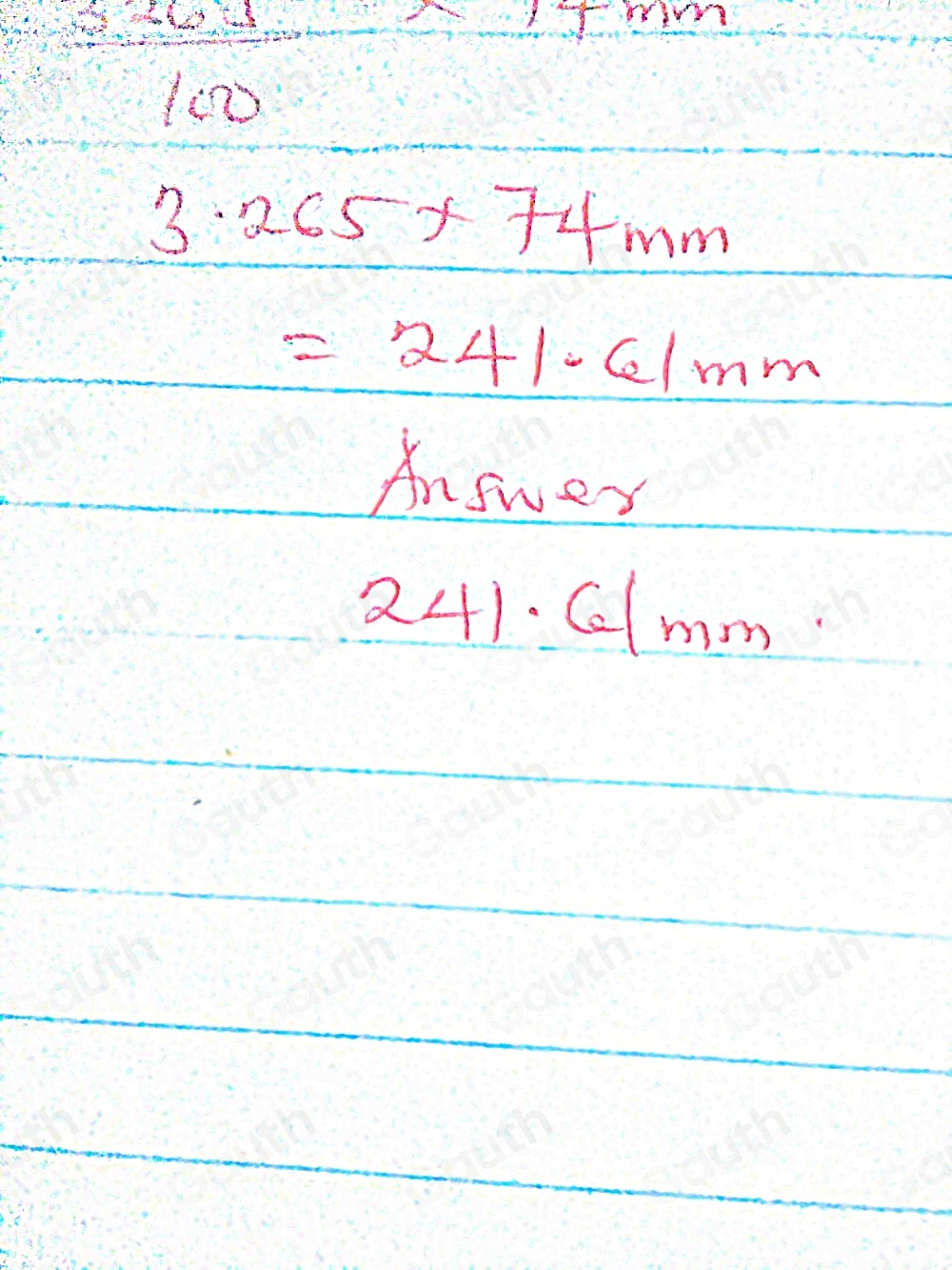 Solved: What is 326.5% of 74 mm? Give your answer in millimetres (mm ...