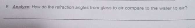 Analyze: How do the refraction angles from glass to air compare to the water to air?