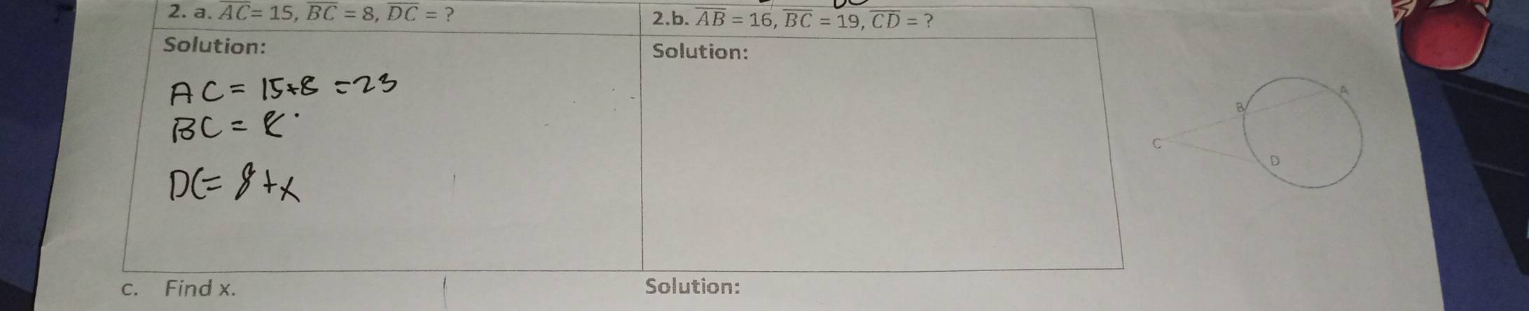 a.AC=15,overline BC=8,overline DC= ?