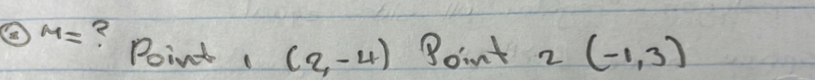 m= ? Point (2,-4) Boint 2(-1,3)