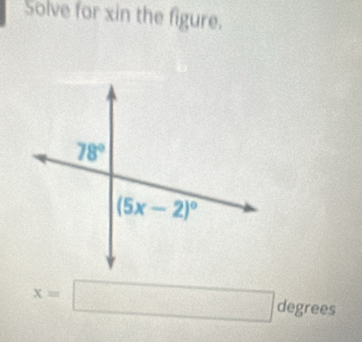 Solve for xin the figure.
x=□° degre es