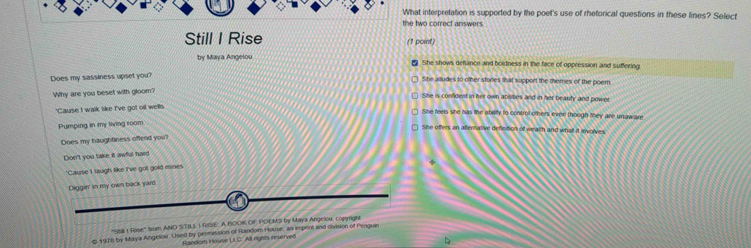 Solved: What interpretation is supported by the poet's use of ...