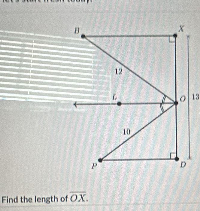 Find the length of overline OX.