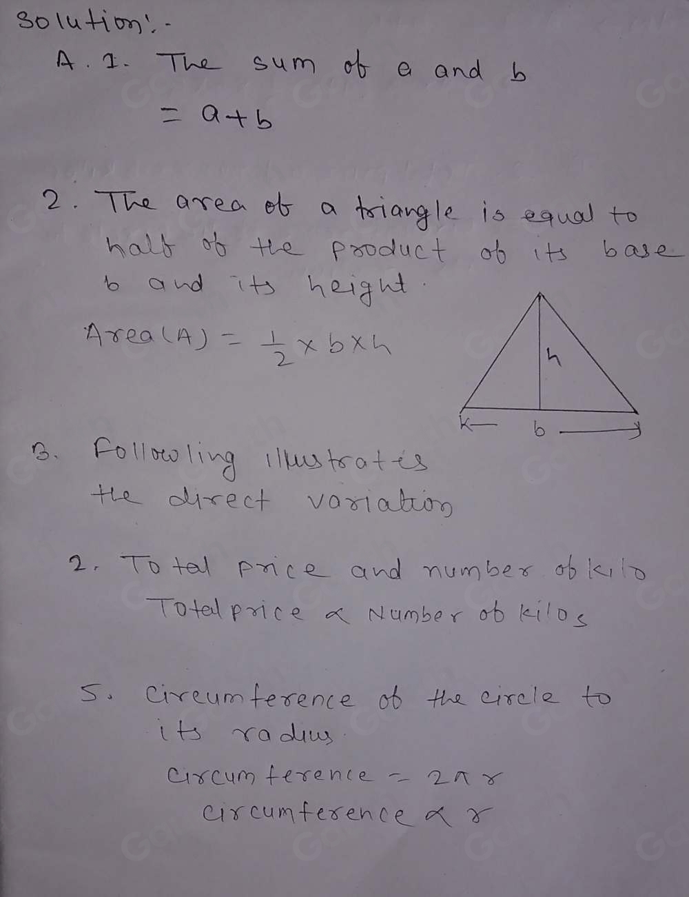 Solved: LESSON 2: DIRECT SQUARE VARIATIONS Looking Back A. Translate ...