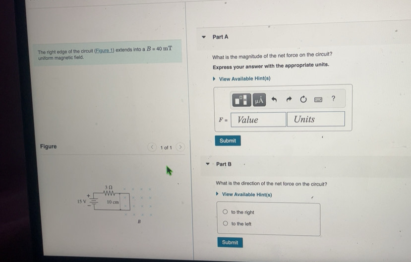 Solved: The right edge of the circuit (Eigure_1) extends into a B=40 m ...