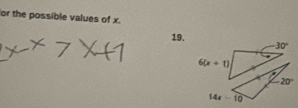 or the possible values of x.
19.
14x-10