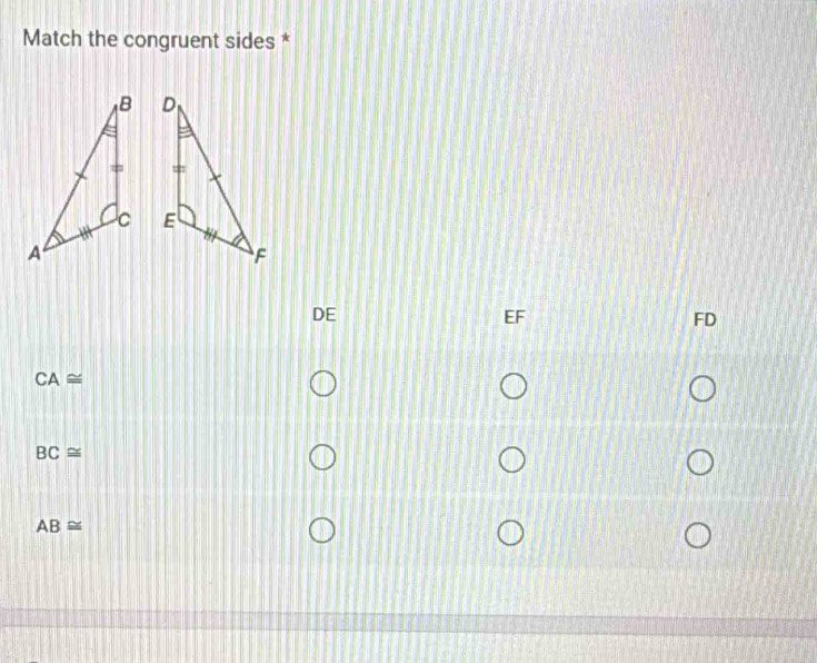 Match the congruent sides *