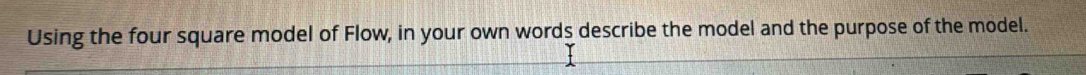 Using the four square model of Flow, in your own words describe the model and the purpose of the model.