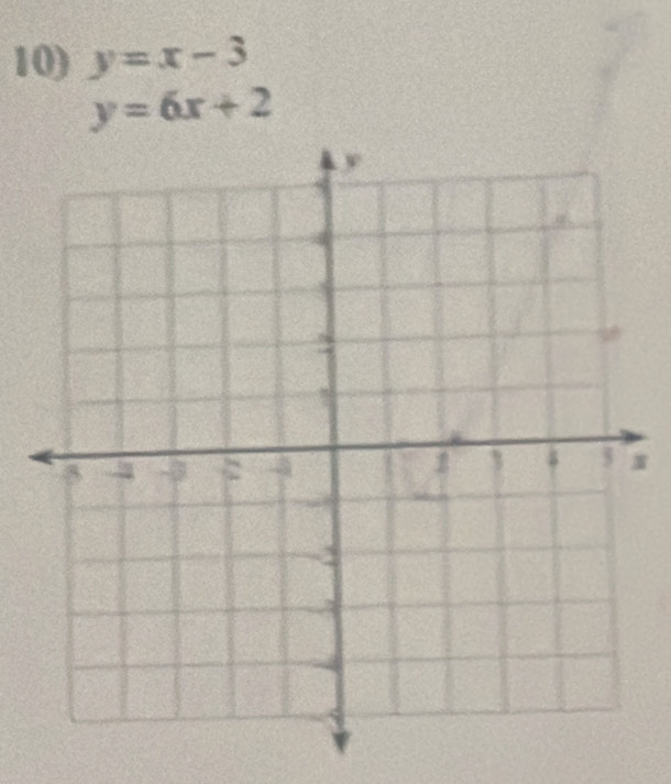 y=x-3
y=6x+2
x