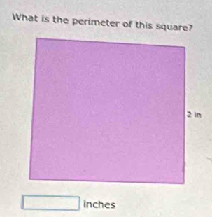 What is the perimeter of this square? 
inche