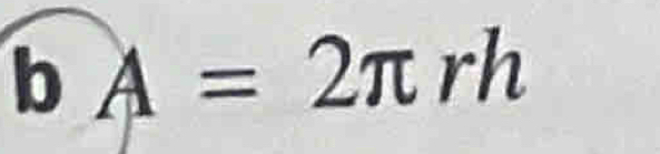 A=2π rh