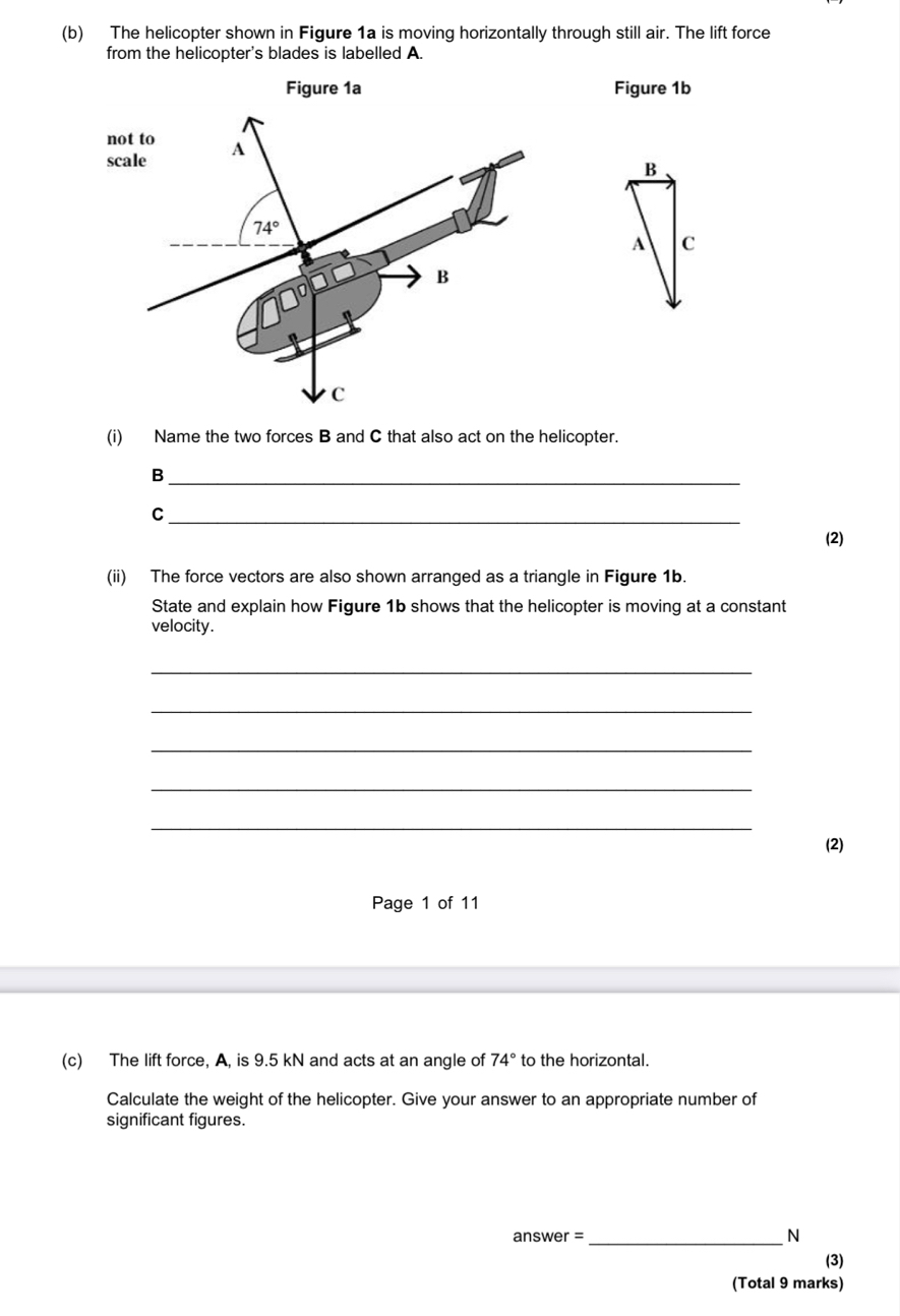 Solved: The helicopter shown in Figure 1a is moving horizontally ...