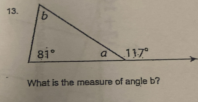 What is the measure of angle b?