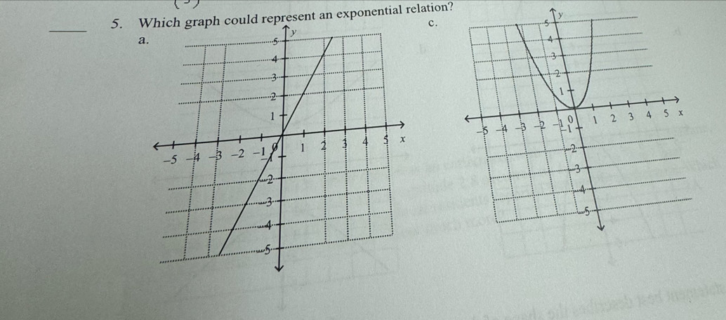 present an exponential relation? 
_ 
c. 
a