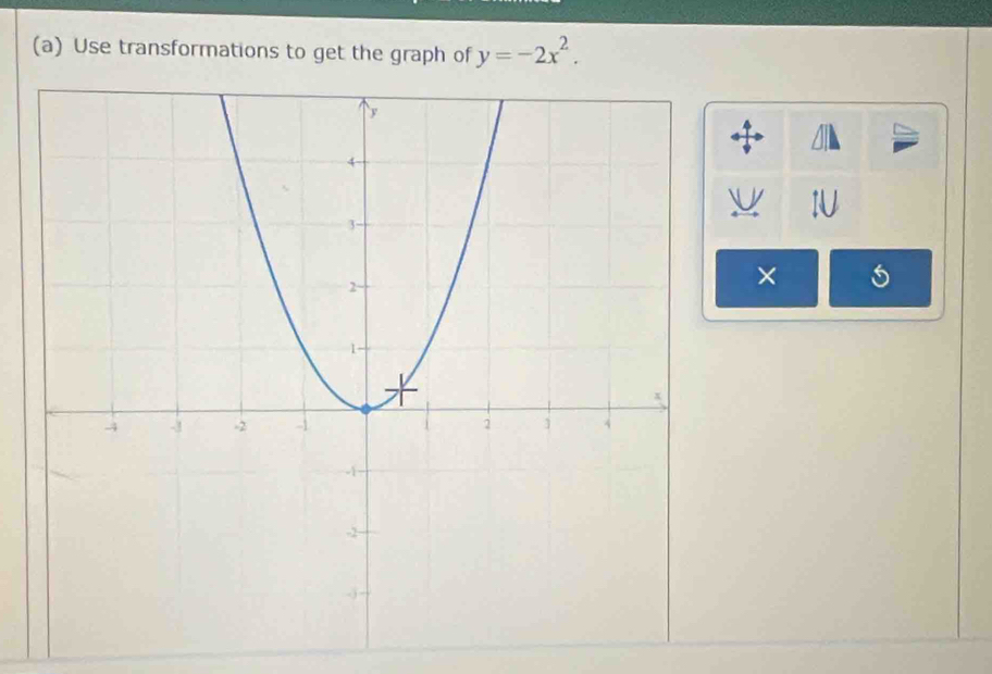 Use transformations to get the graph of y=-2x^2. 
×