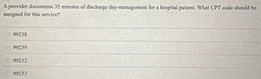 Solved: A provider documents 35 minutes of discharge day -management ...