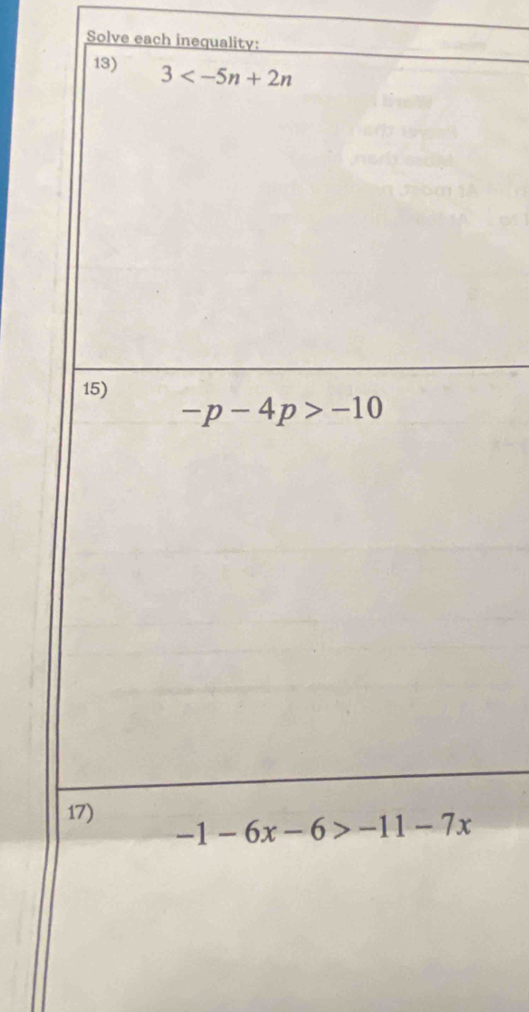 Solve each inequality: