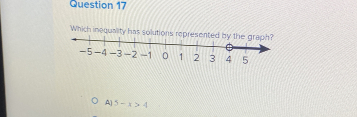 Which inequality has so
A) 5-x>4