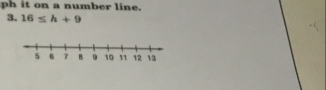 ph it on a number line. 
3. 16≤ h+9