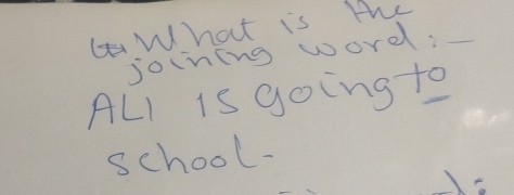 What is the 
soining word: 
ALI is going to 
school-