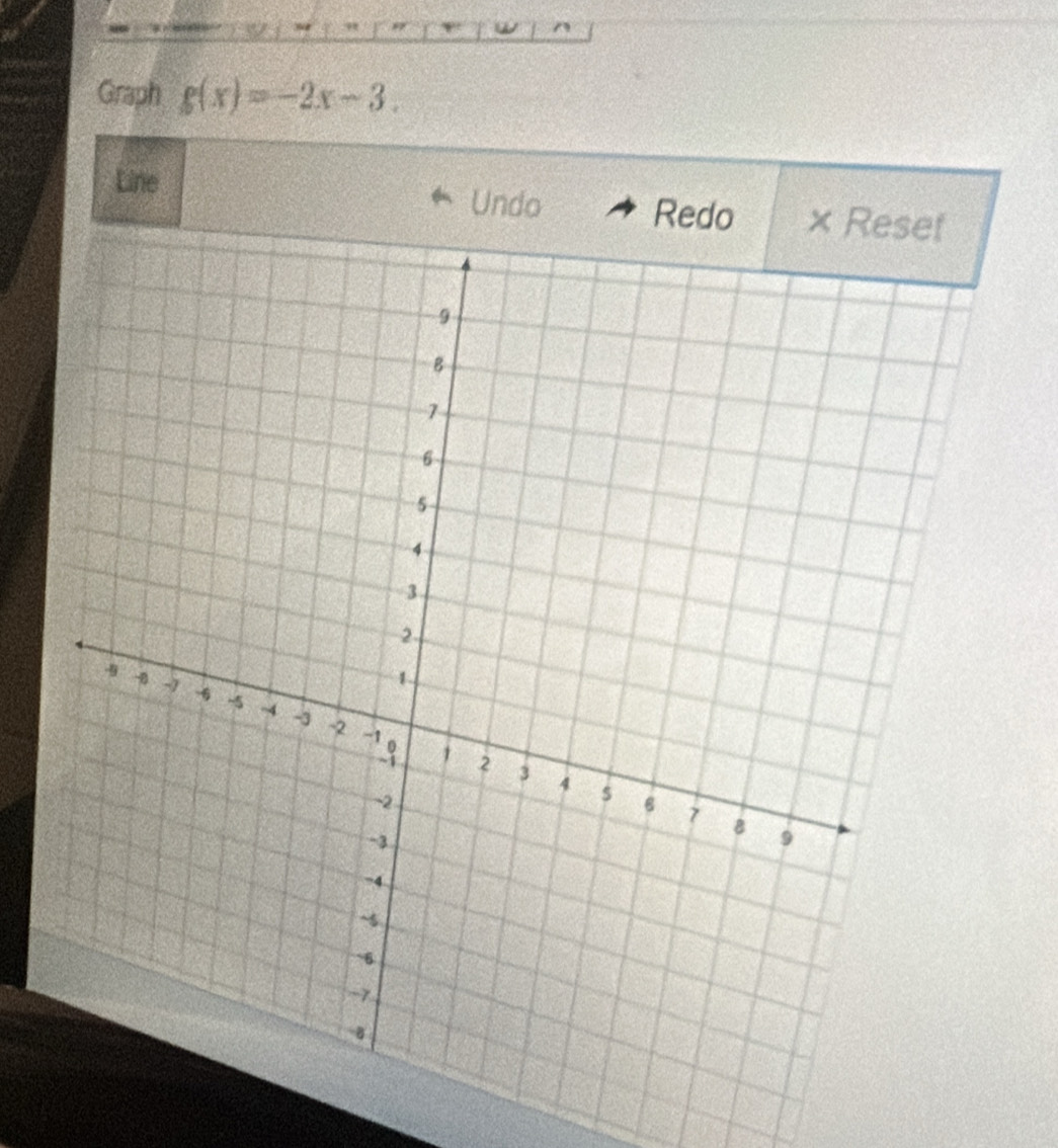 Graph g(x)=-2x-3. 
Line 
Undo Re