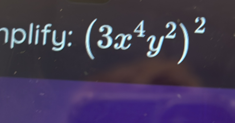 plify: (3x^4y^2)^2