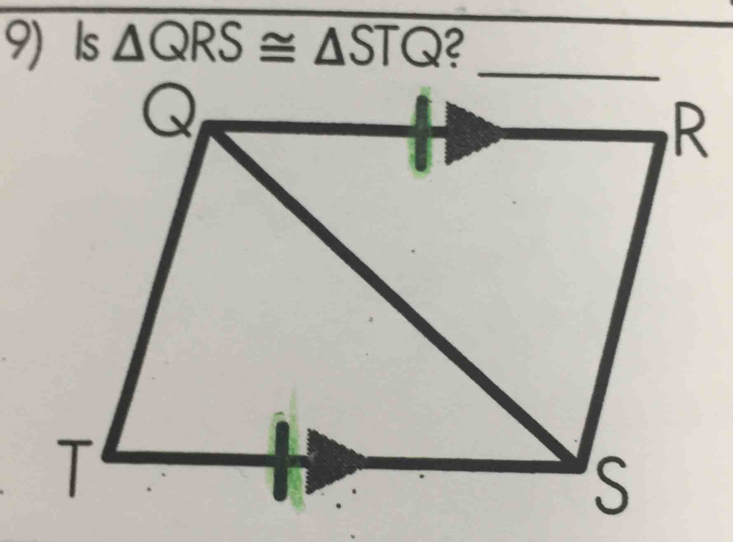 Is △ QRS≌ △ STQ