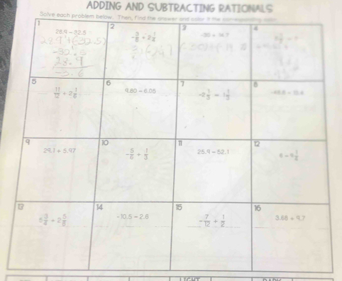 ADDING AND SUBTRACTING RATIONALS
Solve