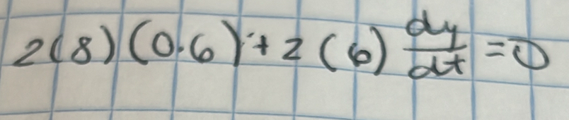 2(8)(0.6)+2(6) dy/dt =0