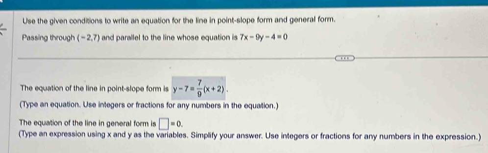 Solved: Use the given conditions to write an equation for the line in ...