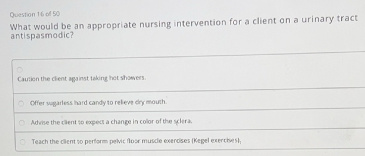 Solved: What would be an appropriate nursing intervention for a client ...