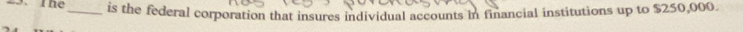 is the federal corporation that insures individual accounts in financial institutions up to $250,000