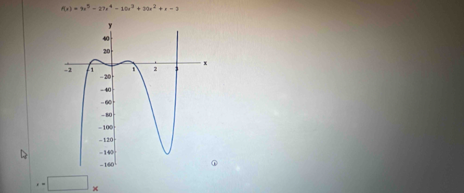 f(x)=9x^5-27x^4-10x^3+30x^2+x-3
x=□ x