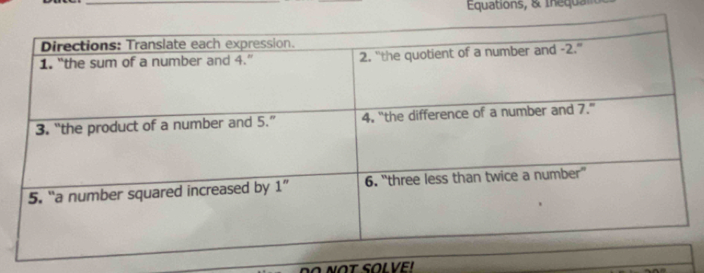 Equations, & Inequai