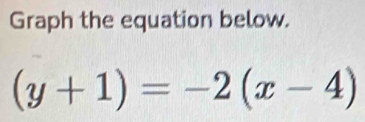 Graph the equation below.
(y+1)=-2(x-4)