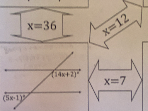 x=36
x=12
x=7