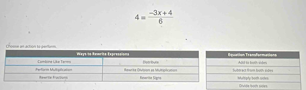 4= (-3x+4)/6 